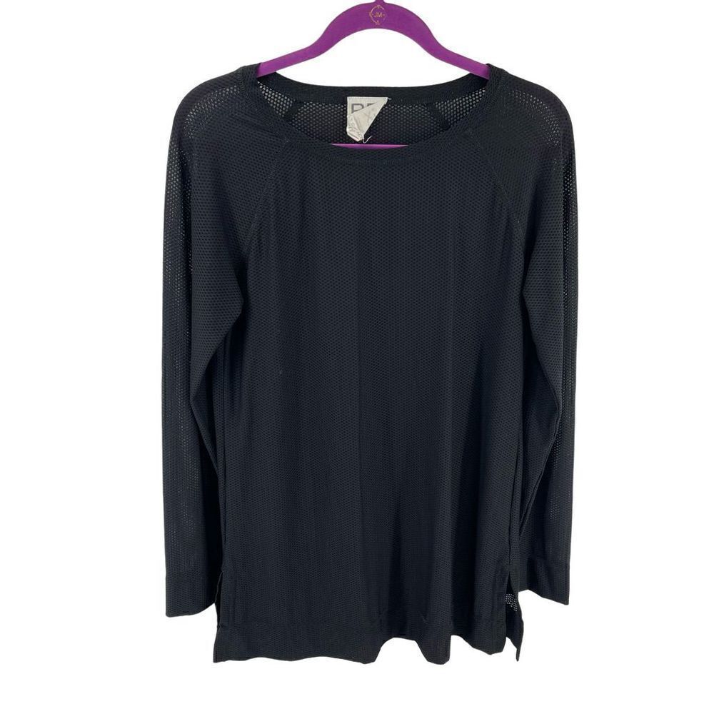 Relax by Lynn Ritchie mesh oversized shirt top small black workout exercise